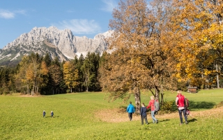 Photo: Family hiking in the vacation apartment Söll Wilder Kaiser in Tyrol Austria on a last minute vacation with dog
