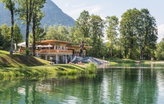 Photo: Bathing lake at the apartment house of your vacation apartment on vacation with dog in Söll Tirol Wilder Kaiser Austria.